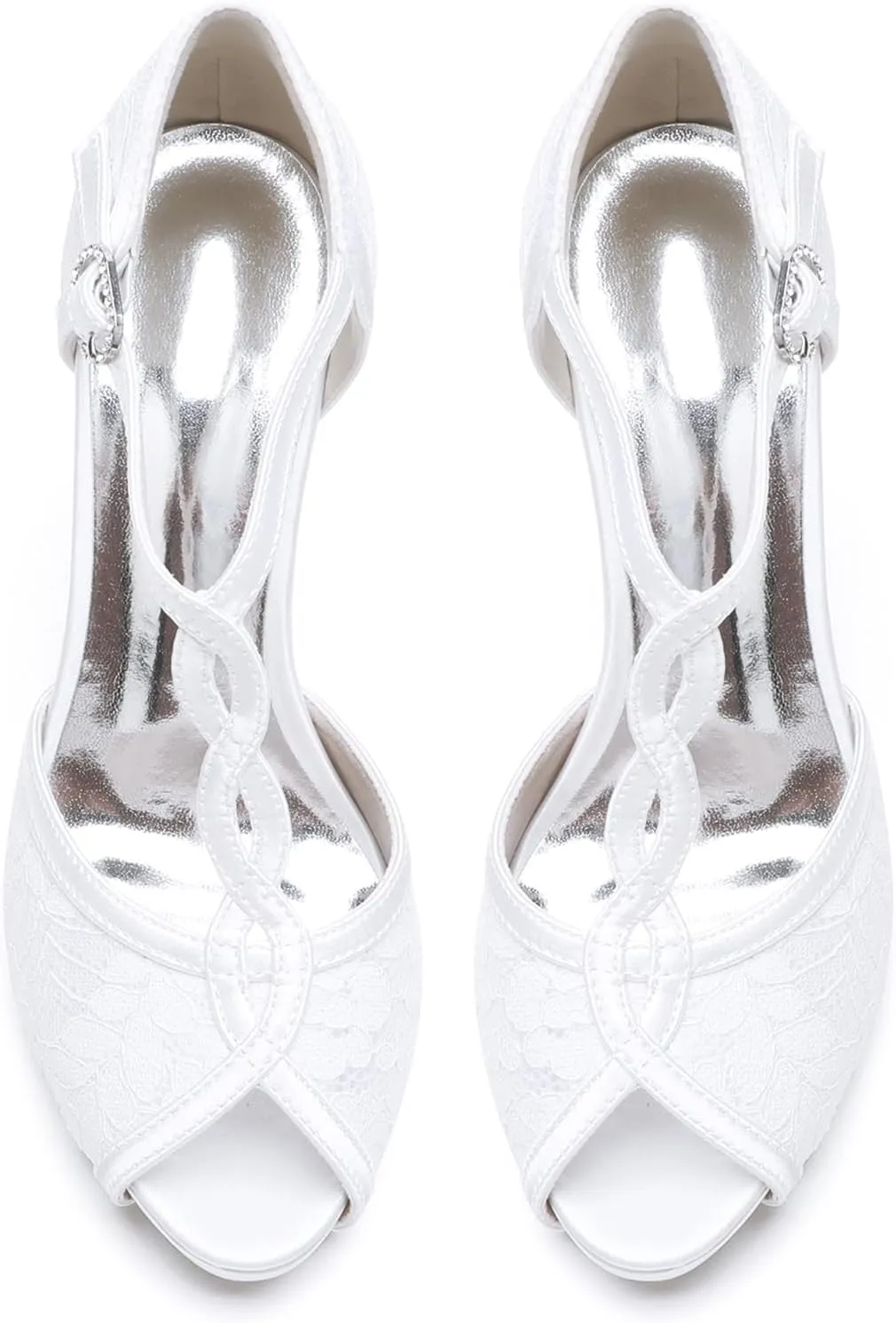 Women's Peep Platform Ballet Cross Strappy Lace Wedding Shoes Heel Sandals Party Dress Evening Bridal Shoes