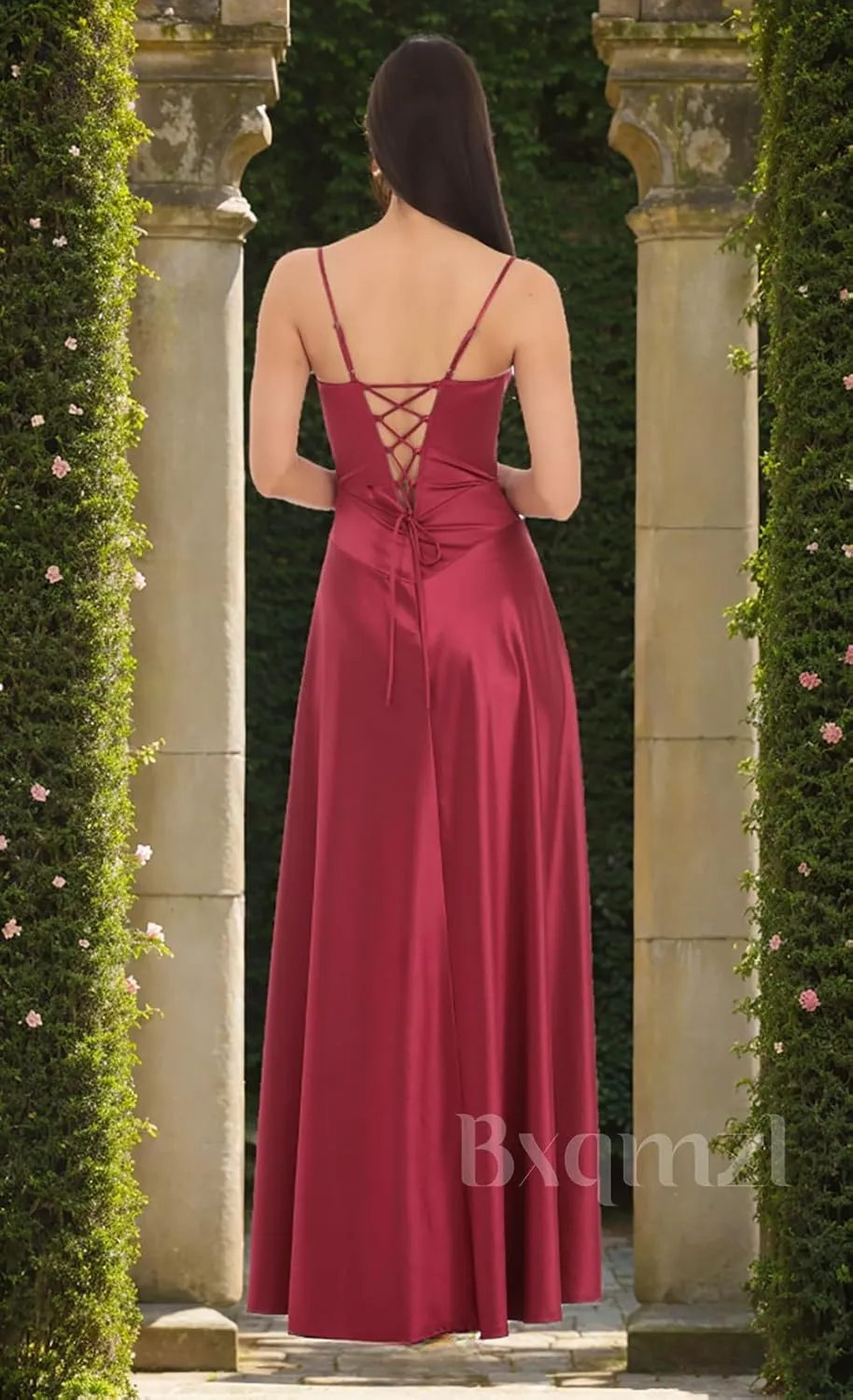 Women's Satin Prom Dresses 2025 Spaghetti Straps Long Ball Gown Bodycon Mermaid Formal Evening Dress