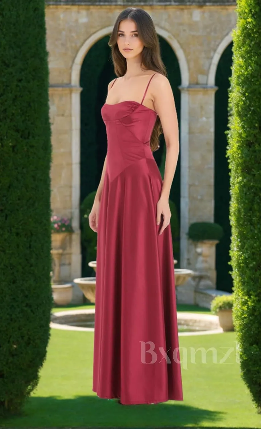 Women's Satin Prom Dresses 2025 Spaghetti Straps Long Ball Gown Bodycon Mermaid Formal Evening Dress