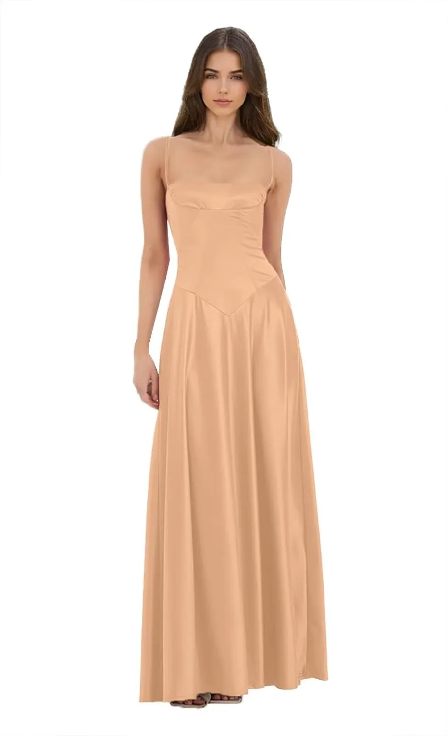 Women's Satin Prom Dresses 2025 Spaghetti Straps Long Ball Gown Bodycon Mermaid Formal Evening Dress