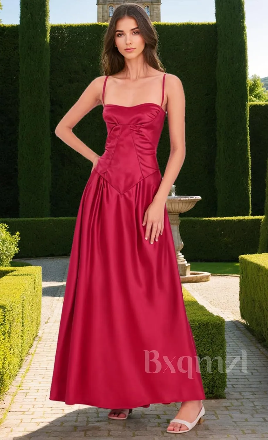 Women's Satin Prom Dresses 2025 Spaghetti Straps Long Ball Gown Bodycon Mermaid Formal Evening Dress