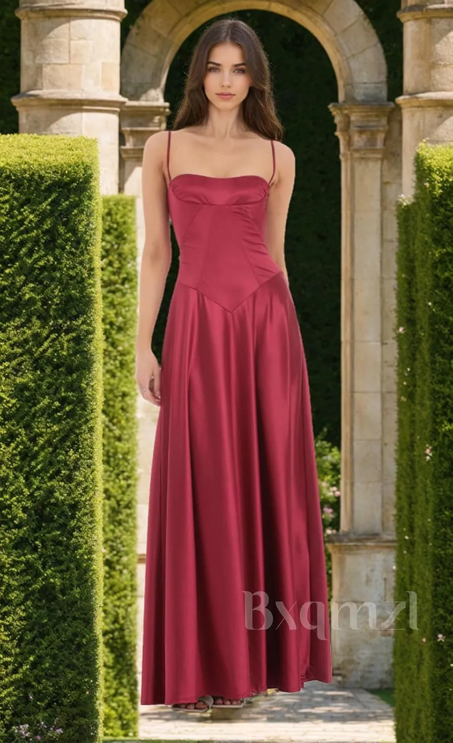 Women's Satin Prom Dresses 2025 Spaghetti Straps Long Ball Gown Bodycon Mermaid Formal Evening Dress