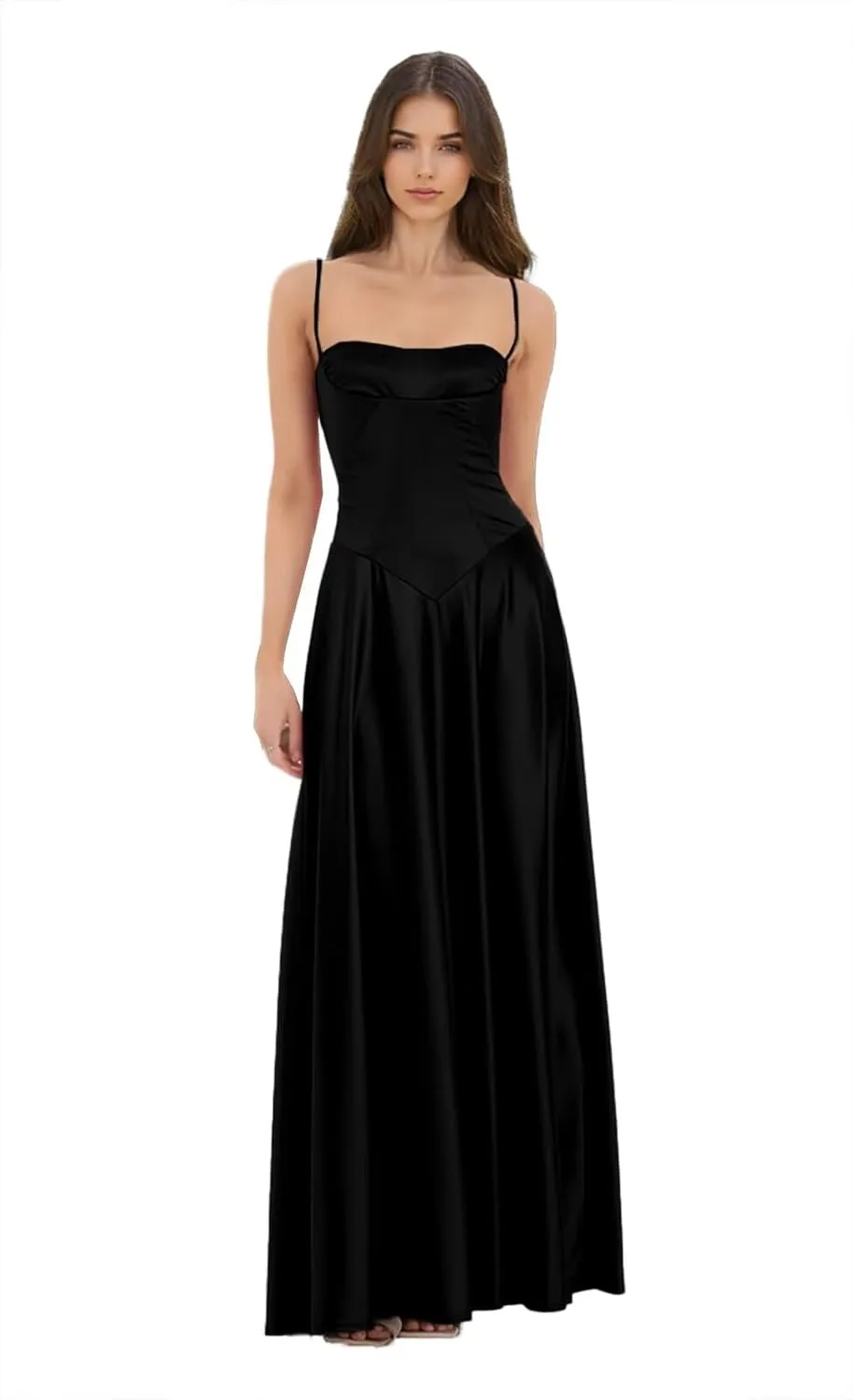 Women's Satin Prom Dresses 2025 Spaghetti Straps Long Ball Gown Bodycon Mermaid Formal Evening Dress