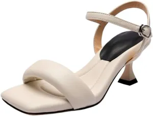 Women's Slim Heel Soft Leather Soft Sole Evening Wind High Heels With Sandals