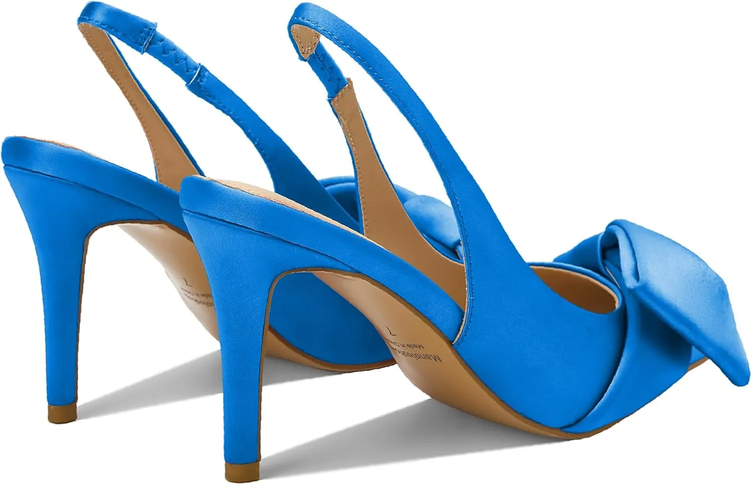 Women's Slingback Heels with Bow Leather Pointed Toe Pumps with Elasticated Strap 3.3" High Heels Evening Comfy Dress Shoes