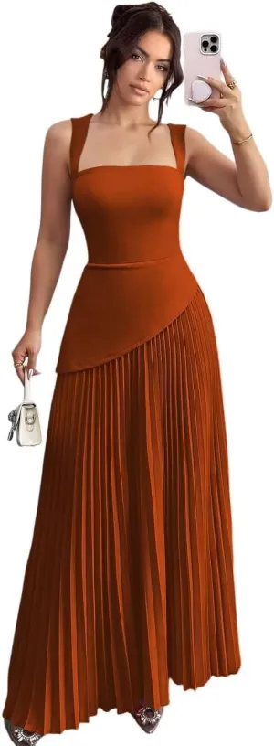 Women's Spaghetti Straps Bridesmaid Dresses 2025 Asymmetrical Drop Waist Pleated Formal Evening Dress DE499
