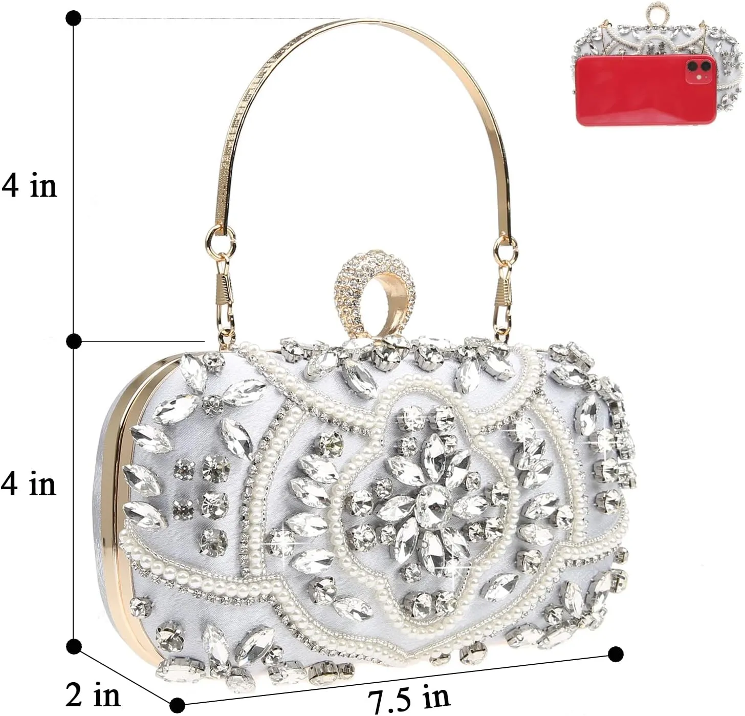 Womens Sparkly Rhinestone Crystal Clutch Bag Glitter Sequin Bridal Purse Evening Handbag for Wedding Party Prom