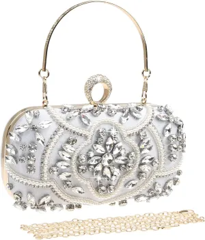 Womens Sparkly Rhinestone Crystal Clutch Bag Glitter Sequin Bridal Purse Evening Handbag for Wedding Party Prom