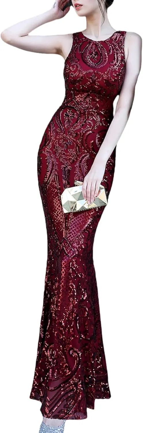 Women's Sparkly Sequin Mermaid Dresses Trumpet Evening Dresses Formal Party Prom Gowns