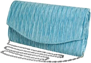 Womens Vintage Satin Pleated Envelope Evening Cocktail Wedding Party Handbag Clutch