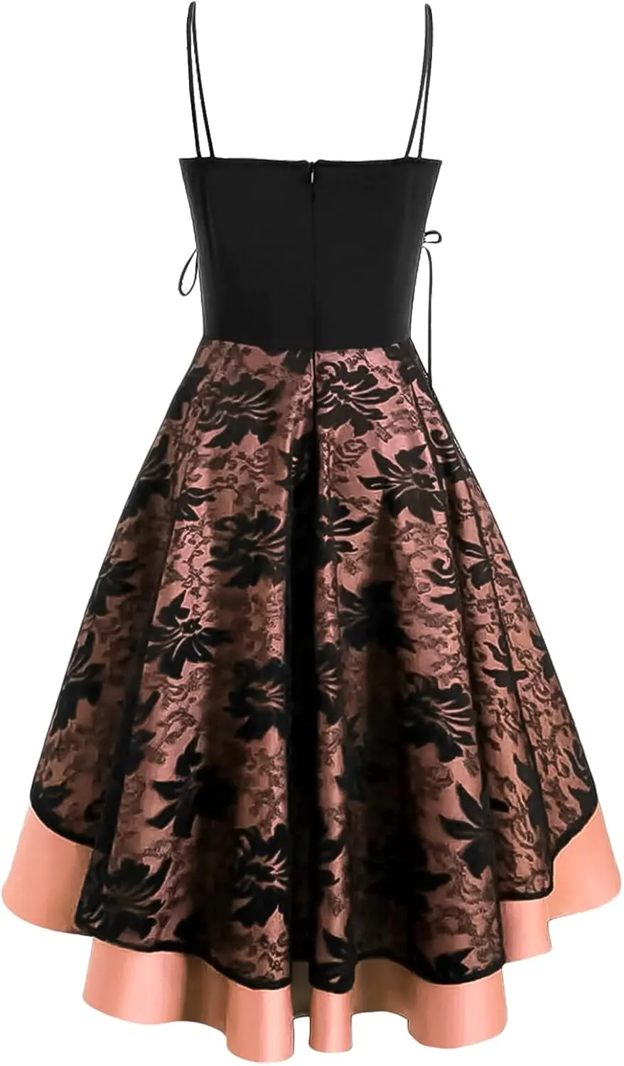 Women’s Vintage Steampunk Dress Spaghetti Strap Bandage Dresses Floral Lace High Low Dress Lolita Halloween Costumes