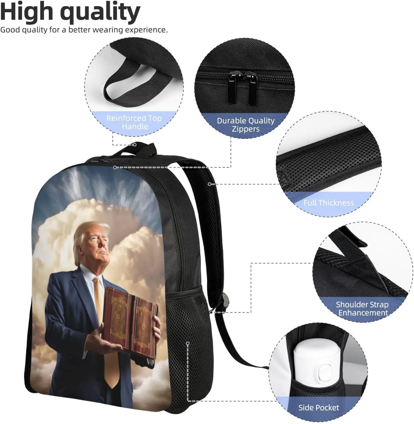 Xerial Trump Holds A Bible Backpack Waterproof Anti Theft Durable Light Laptop Bag Backpacks For Women Men Travel Gym Backpack