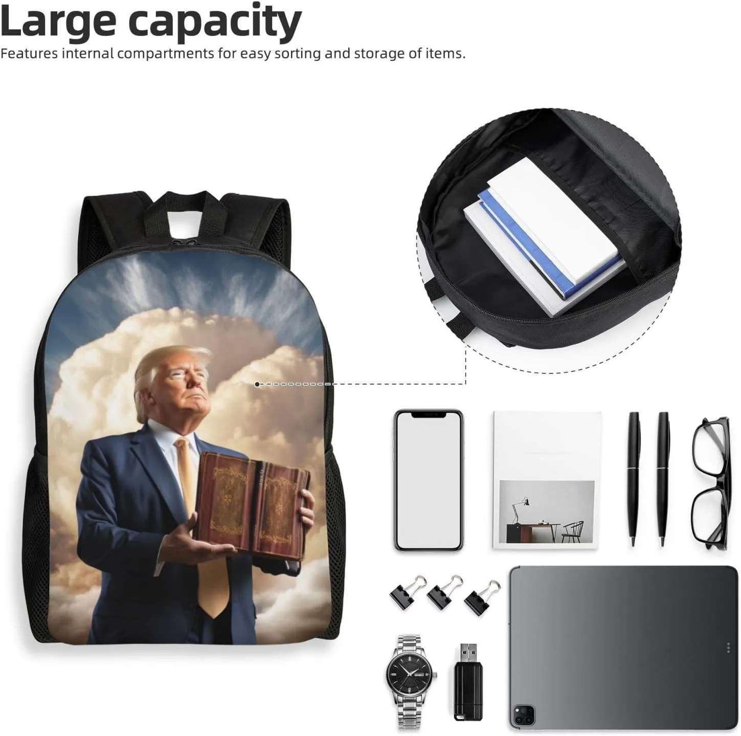 Xerial Trump Holds A Bible Backpack Waterproof Anti Theft Durable Light Laptop Bag Backpacks For Women Men Travel Gym Backpack