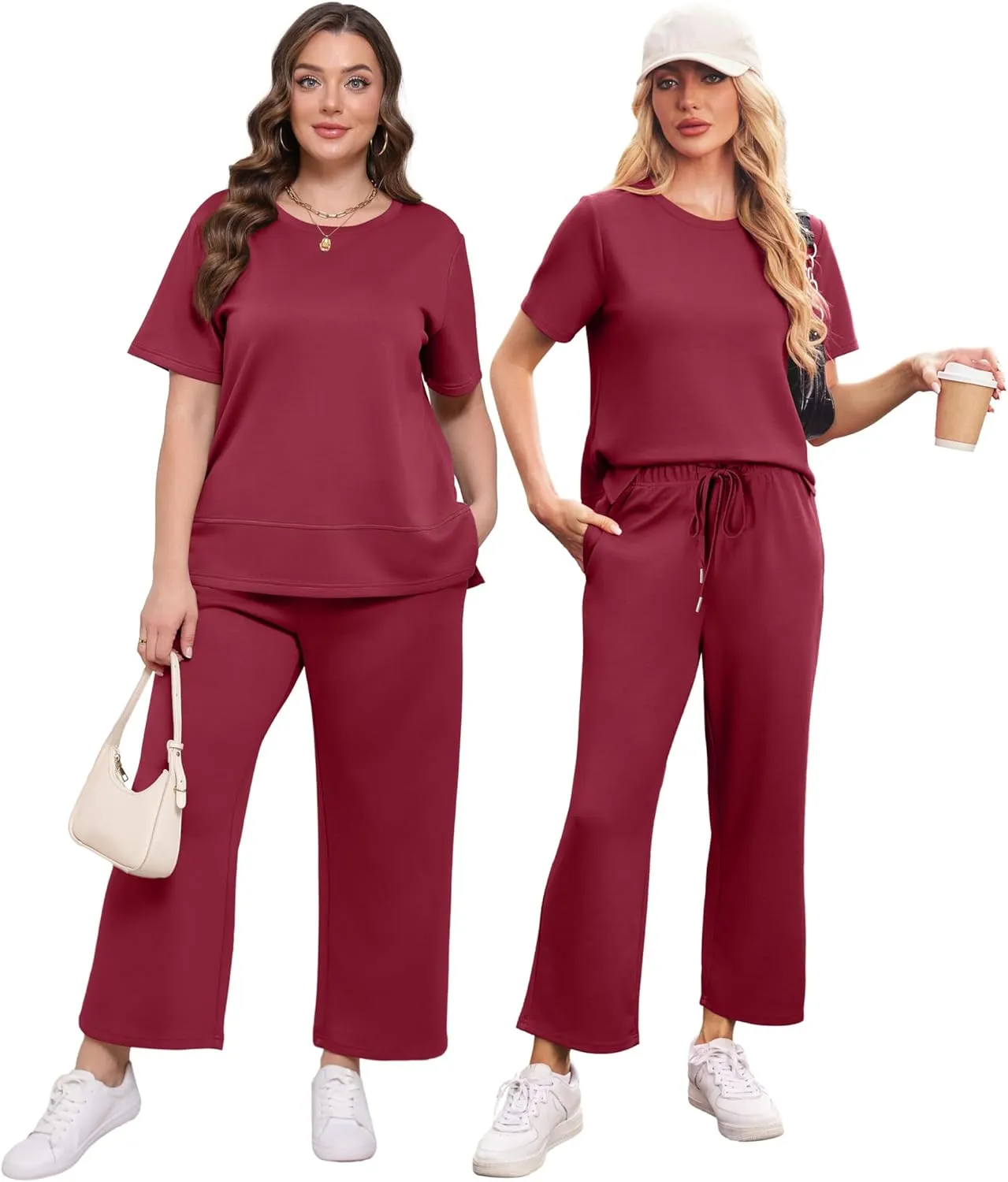 XIEERDUO Women's 2 Piece Lounge Set Fashion Travel Outfits Vacation Tracksuit Comfy Wide Leg Airport Loungewear S-3XL