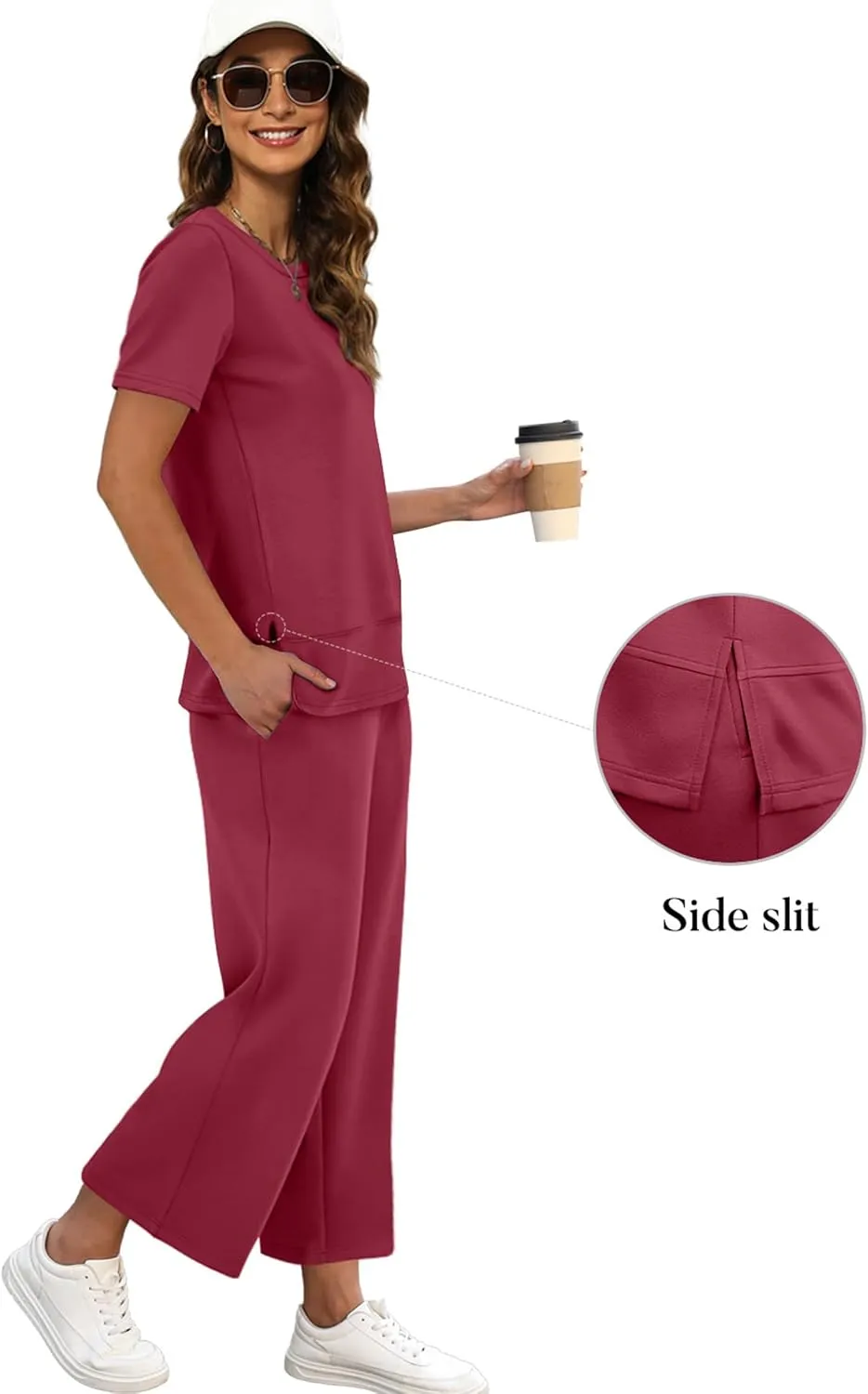 XIEERDUO Women's 2 Piece Lounge Set Fashion Travel Outfits Vacation Tracksuit Comfy Wide Leg Airport Loungewear S-3XL