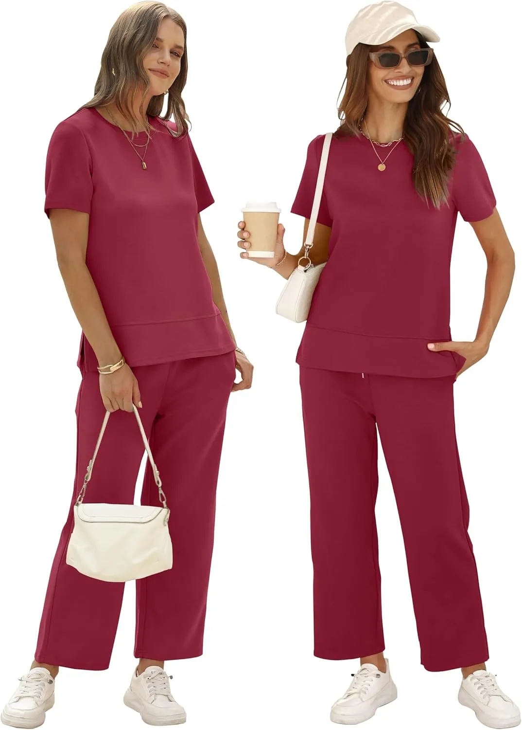 XIEERDUO Women's 2 Piece Lounge Set Fashion Travel Outfits Vacation Tracksuit Comfy Wide Leg Airport Loungewear S-3XL