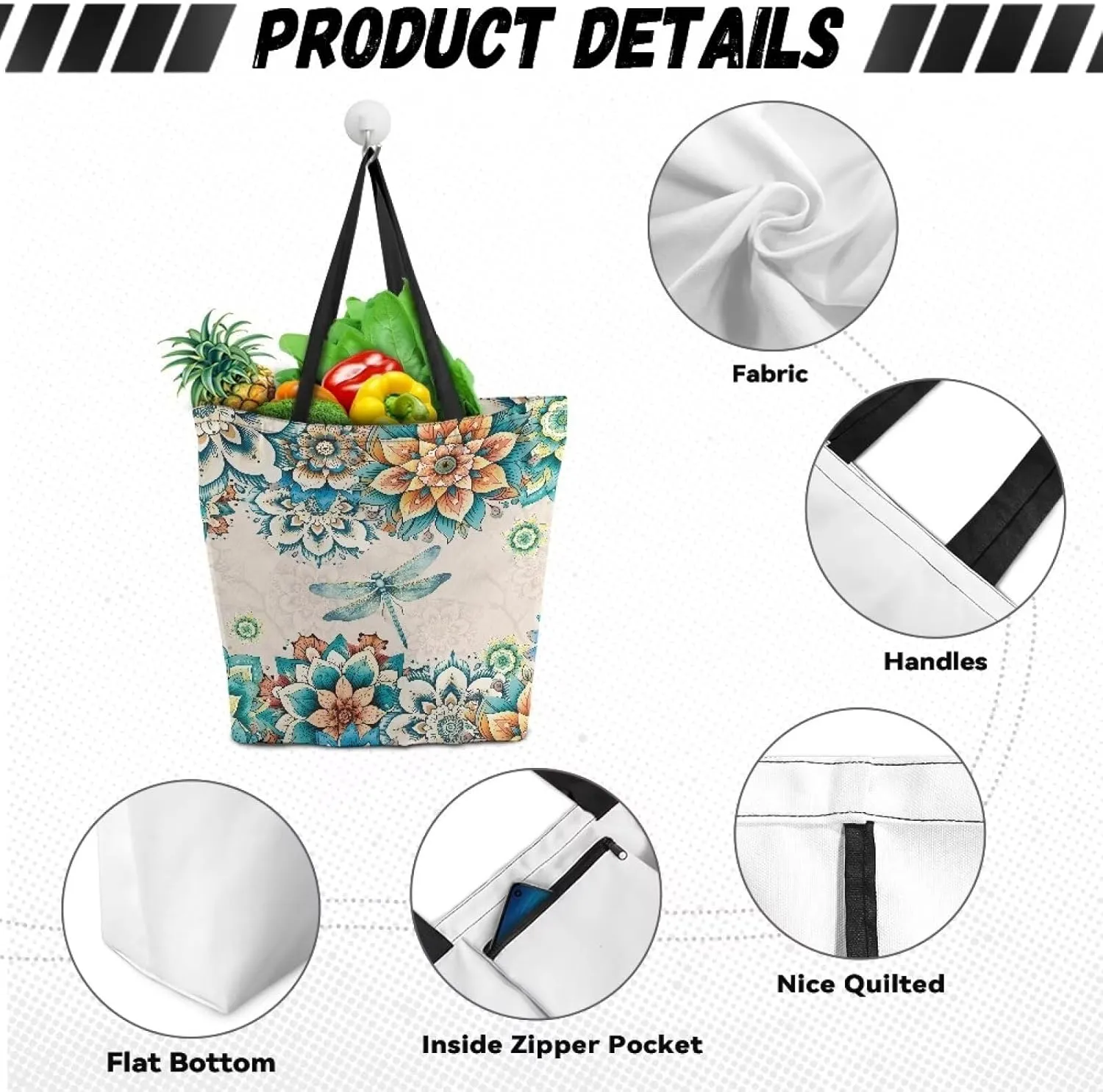 Xpyiqun Canvas Tote Bag for Women Aesthetic Cloth Bags Reusable Grocery Shopping Bag Large Shoulder Handbag