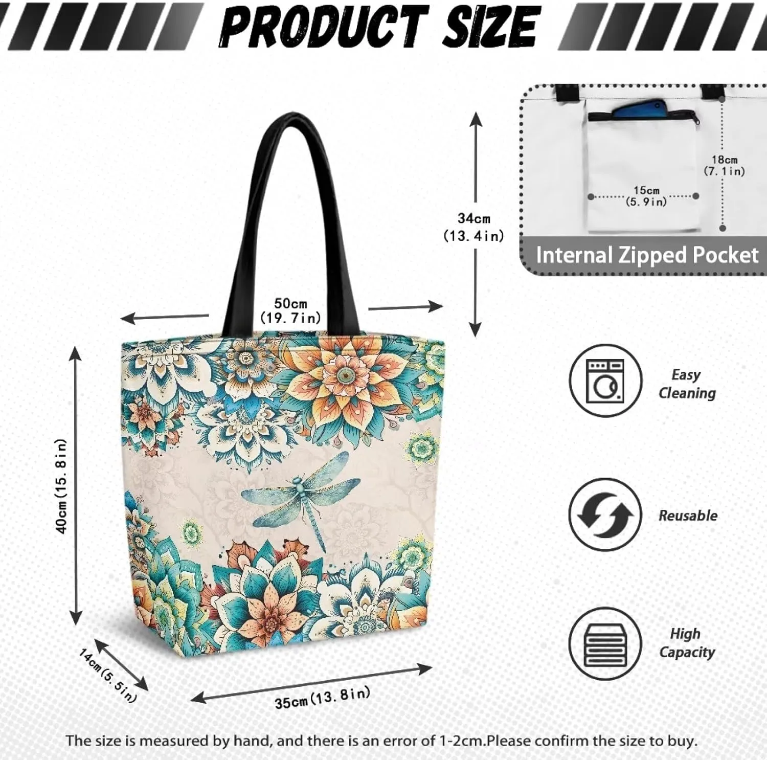 Xpyiqun Canvas Tote Bag for Women Aesthetic Cloth Bags Reusable Grocery Shopping Bag Large Shoulder Handbag