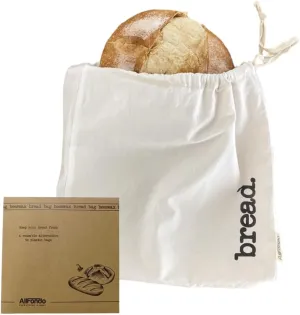 XXL Reusable Sourdough Bread Bag | Beeswax Bags for Homemade Bread | Cotton Beeswax Lined bags for Sourdough | Storage Accessories | White (2 Layers)