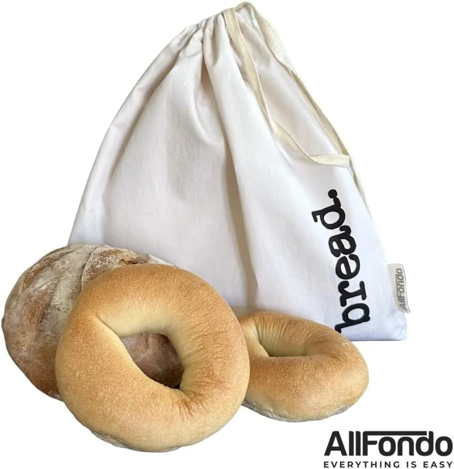 XXL Reusable Sourdough Bread Bag | Beeswax Bags for Homemade Bread | Cotton Beeswax Lined bags for Sourdough | Storage Accessories | White (2 Layers)