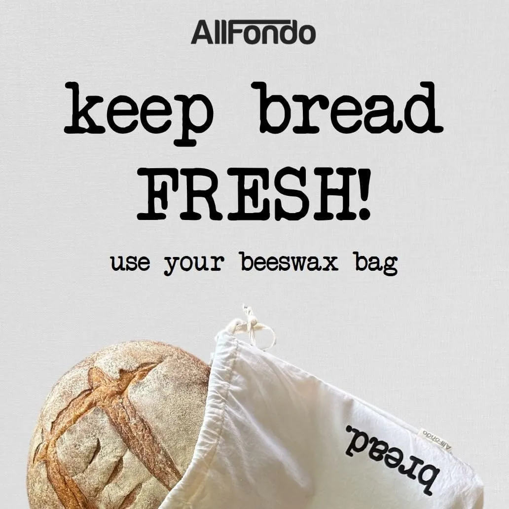 XXL Reusable Sourdough Bread Bag | Beeswax Bags for Homemade Bread | Cotton Beeswax Lined bags for Sourdough | Storage Accessories | White (2 Layers)