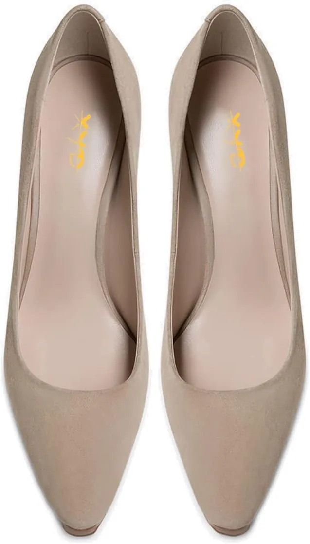 XYD Trendy Platform High Heels for Women Pointed Toe Stilettos Classic Slip On Pumps Evening Party Formal Shoes