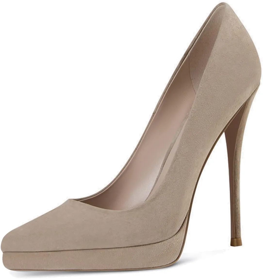 XYD Trendy Platform High Heels for Women Pointed Toe Stilettos Classic Slip On Pumps Evening Party Formal Shoes