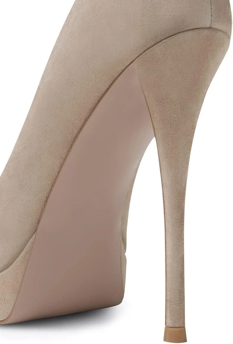 XYD Trendy Platform High Heels for Women Pointed Toe Stilettos Classic Slip On Pumps Evening Party Formal Shoes