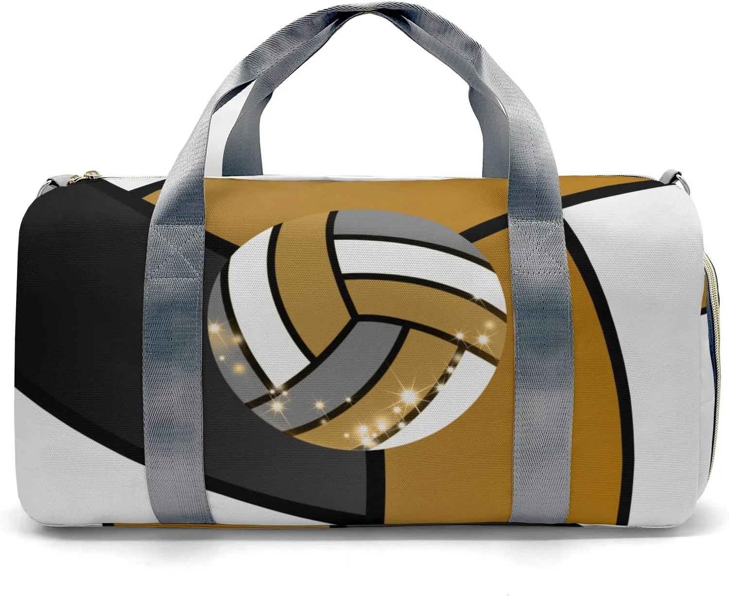 Yellow Brown Volleyball Waterproof Duffel Bag Gym Dance Sport Perform Training Travel Bag for Boys Girls Teens Women Men