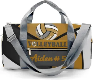 Yellow Brown Volleyball Waterproof Duffel Bag Gym Dance Sport Perform Training Travel Bag for Boys Girls Teens Women Men