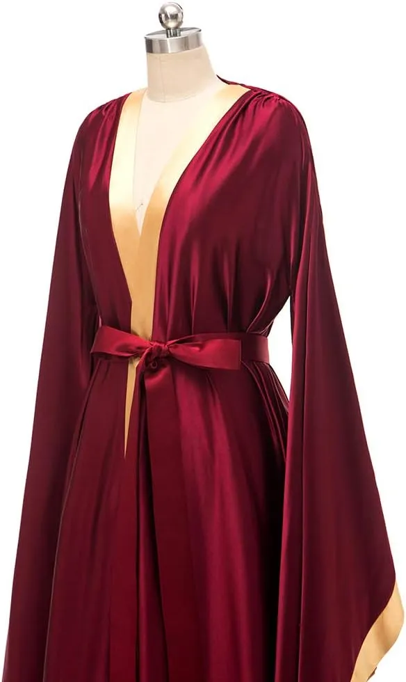 yinyyinhs Women's Bridal Robe Long Silk Satin Bridesmaid Wedding Robe Nightgown Bathrobe Maternity Photoshoot Robe