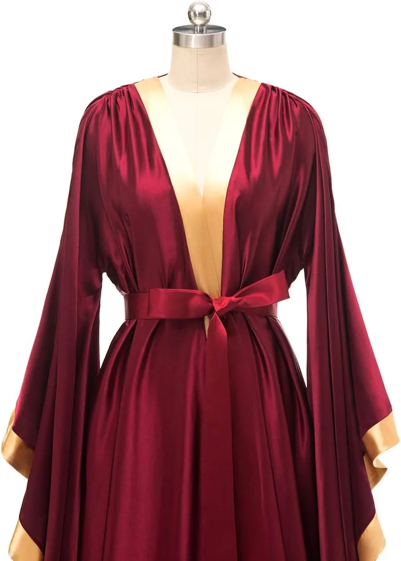 yinyyinhs Women's Bridal Robe Long Silk Satin Bridesmaid Wedding Robe Nightgown Bathrobe Maternity Photoshoot Robe