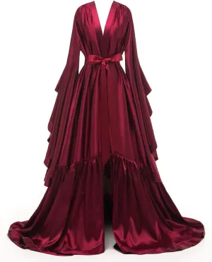 yinyyinhs Women's Bridal Robe Long Silk Satin Bridesmaid Wedding Robe Nightgown Bathrobe Maternity Photoshoot Robe