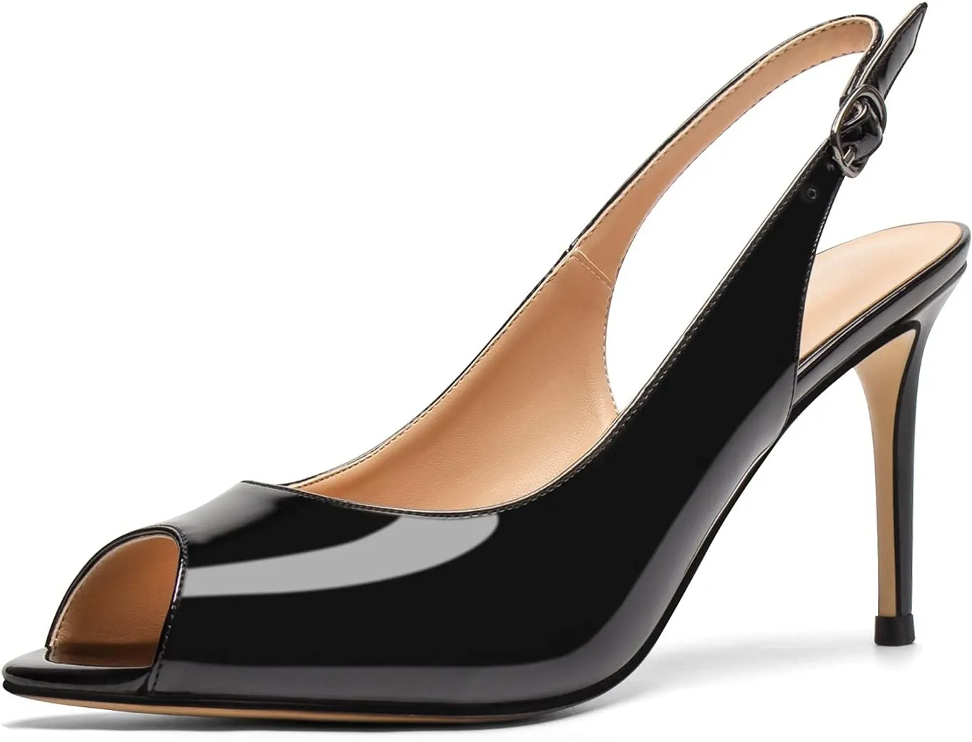 YODEKS Women's Slingback Peep Toe High Heel Pumps Stiletto Heel Shoes For Party Wedding Evening Night 3.5 Inch