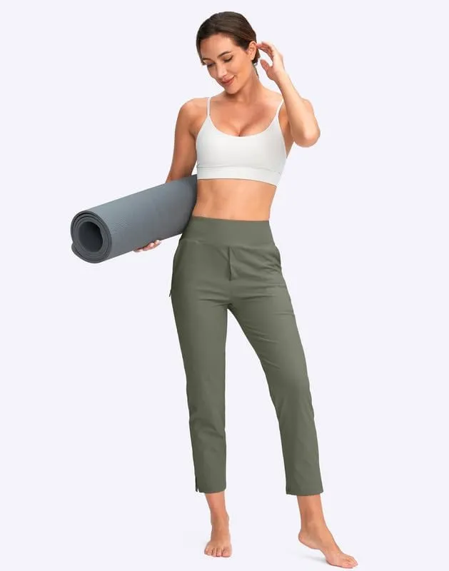YYV Women's Golf Pants Stretch Work Ankle Pants High Waist Dress Pants with Pockets for Yoga Business Travel Casual