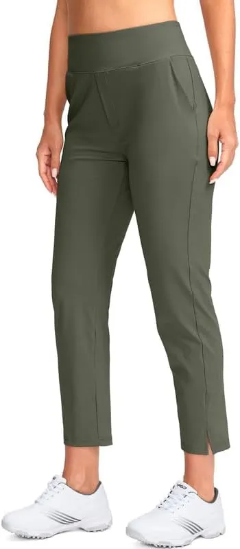 YYV Women's Golf Pants Stretch Work Ankle Pants High Waist Dress Pants with Pockets for Yoga Business Travel Casual