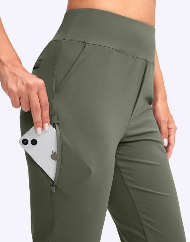 YYV Women's Golf Pants Stretch Work Ankle Pants High Waist Dress Pants with Pockets for Yoga Business Travel Casual