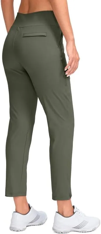 YYV Women's Golf Pants Stretch Work Ankle Pants High Waist Dress Pants with Pockets for Yoga Business Travel Casual