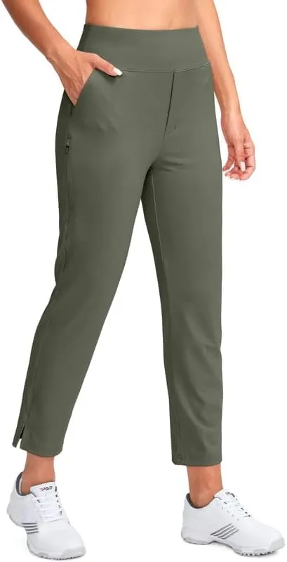 YYV Women's Golf Pants Stretch Work Ankle Pants High Waist Dress Pants with Pockets for Yoga Business Travel Casual
