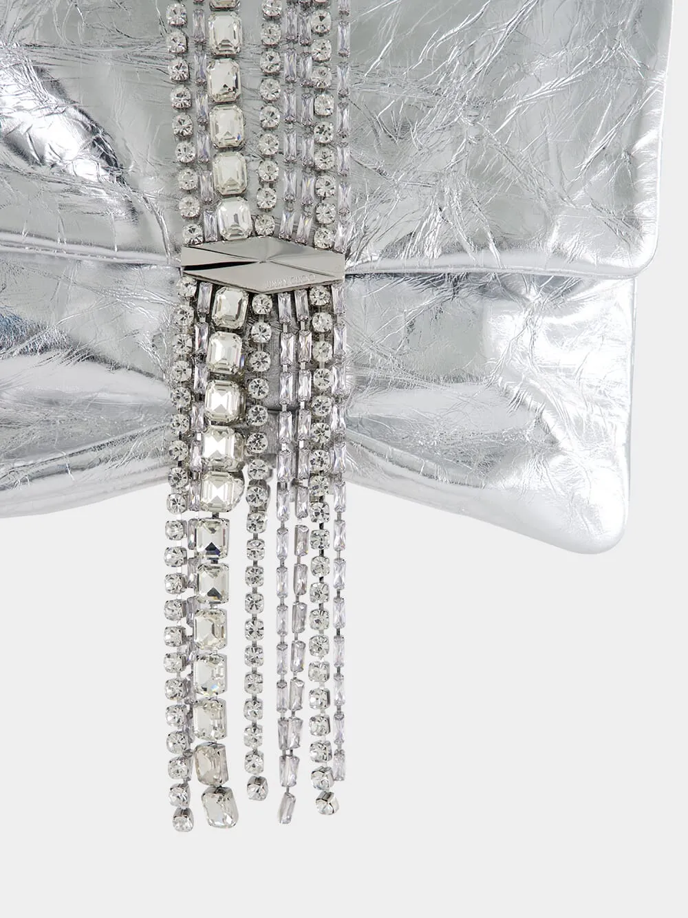 Zandra Silver Vintage Metallic Leather Clutch Bag