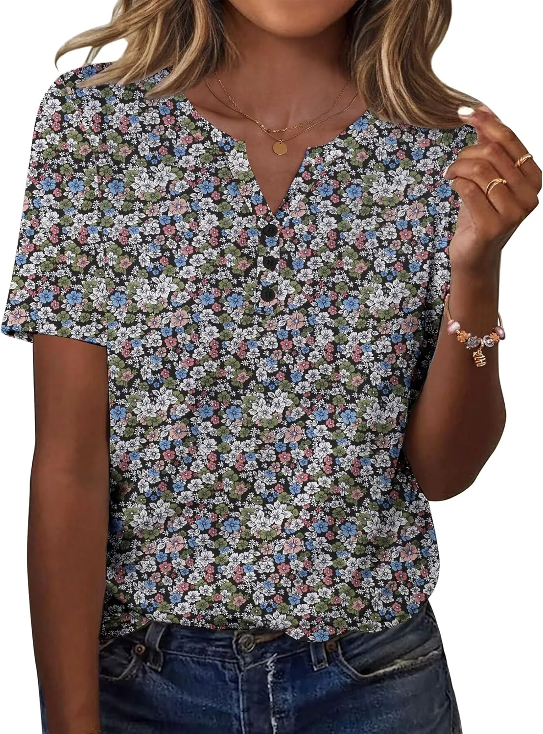 Zeagoo Womens Summer Tops Casual Short Sleeve V Neck Shirts Business Dressy Work Blouses