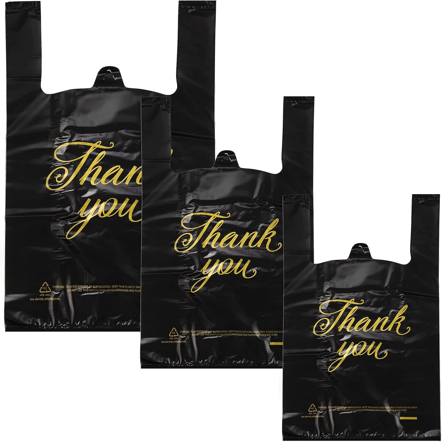 Zonon 400 Pcs Thank You Shopping Bags Bulk for Small Business to Go with Handles in 3 Sizes, 10 x 16.5 Inch, 11.4 x 21 Inch, 13.8 x 23.6 Inch Plastic Disposable Grocery Bags for Boutiques