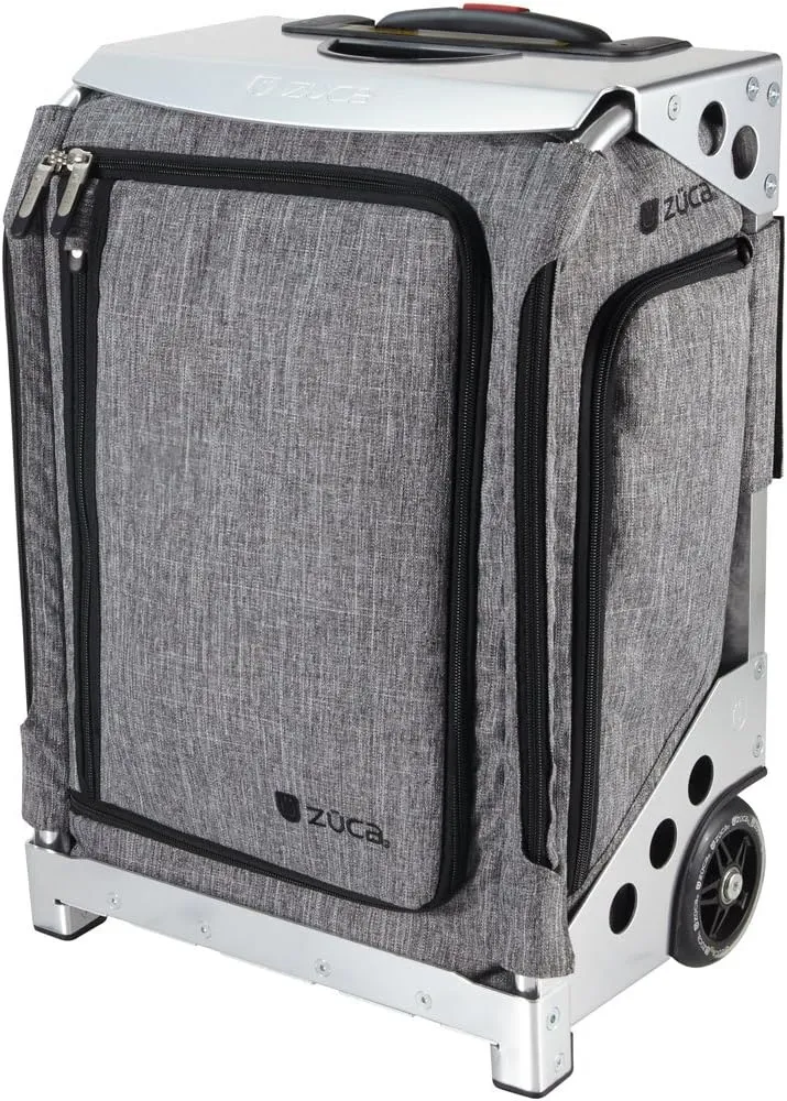ZUCA Navigator 20-Inch Carry On Luggage Suitcase with Wheels Airline Approved, Built-In Seat Ultimate Organization Lightweight & Durable Ideal for Business & Leisure Travel Grey w/Silver Frame   Accy